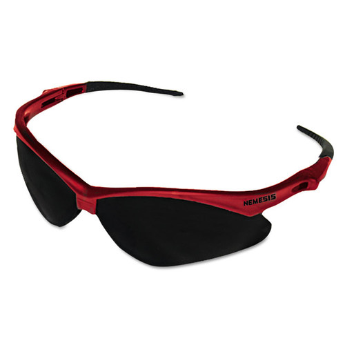 Nemesis Safety Glasses, Red Frame, Smoke Lens [SKU: KCC22611]