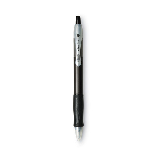 Velocity Easy Glide Ballpoint Pen, Retractable, Medium 1 mm, Black Ink, Translucent Black Barrel, Dozen [SKU: BICVLG11BK]