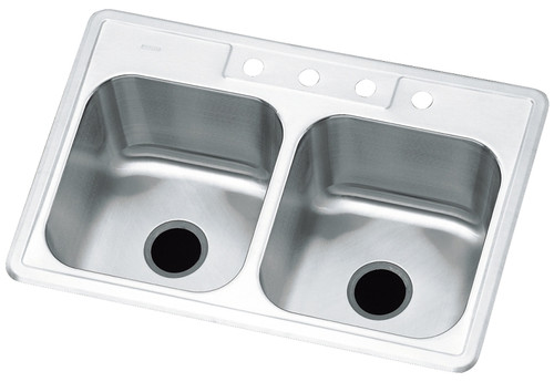 Sterling Southhaven Series 11402-4-NA Kitchen Sink, 4-Faucet Hole, 22 in OAW, 8 in OAD, 33 in OAH, Stainless Steel [SKU: ORG6474647]
