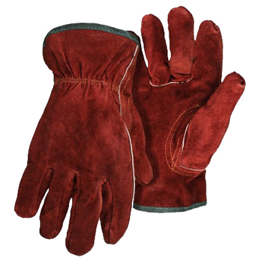 BOSS 4175J Driver Gloves, XL, Keystone Thumb, Open, Shirred Elastic Back Cuff, Cowhide Leather, Red [SKU: ORG7398688]
