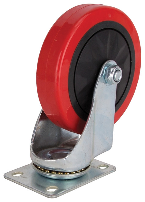 ProSource JC-385-G Swivel Caster, 5 in Dia Wheel, 30 mm W Wheel, PU Wheel, Red, 275 lb, Steel Housing Material [SKU: ORG9288499]