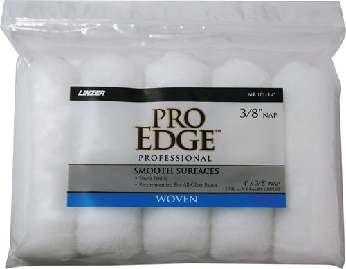 Linzer MR 101-5 4IN Paint Roller Cover, 3/8 in Thick Nap, 4 in L, Woven Fabric Cover, White [SKU: ORG5886395]