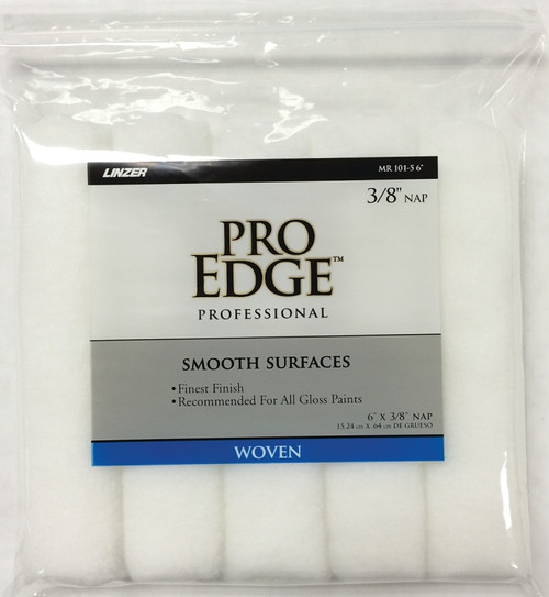 Linzer MR 101-5 6IN Paint Roller Cover, 3/8 in Thick Nap, 6 in L, Fabric Cover, White [SKU: ORG5886403]