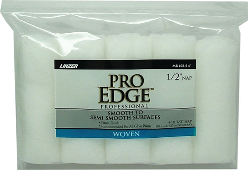 Linzer MR 102-5 4IN Paint Roller Cover, 1/2 in Thick Nap, 4 in L, Woven Fabric Cover, White [SKU: ORG5886460]