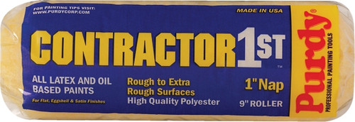 Purdy Contractor 1st 688095 Paint Roller Cover, 1 in Thick Nap, 9 in L, Polyester Cover [SKU: ORG6042527]