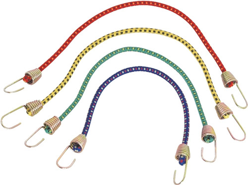ProSource FH64074 Stretch Cord, 4 mm Dia, 10 in L, Blue/Green/Red/Yellow, Hook End [SKU: ORG6687107]