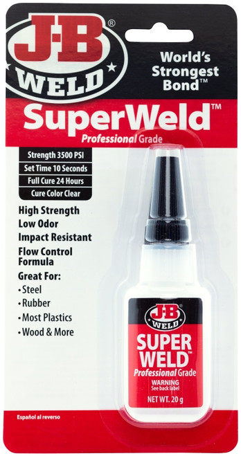 J-B WELD SuperWeld 33120H Instant Adhesive, Liquid, Clear, 20 g [SKU: ORG1798867]
