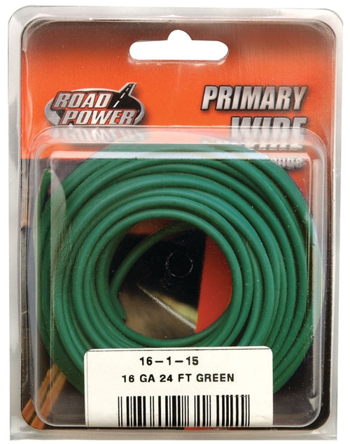 Road Power 56422033/16-1-15 Electrical Wire, 16 AWG Wire, 25/60 V, Copper Conductor, Green Sheath, 24 ft L [SKU: ORG6926430]