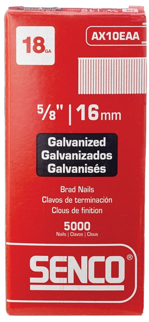 SENCO AX10EAA Nail, 5/8 in L, 18 Gauge, Steel, Electro-Galvanized, Brad, Medium Head, Smooth Shank [SKU: ORG5928536]