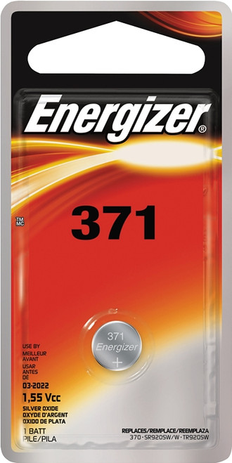 Energizer 371BPZ Coin Cell Battery, 1.5 V Battery, 34 mAh, 371 Battery, Silver Oxide [SKU: ORG6428429]