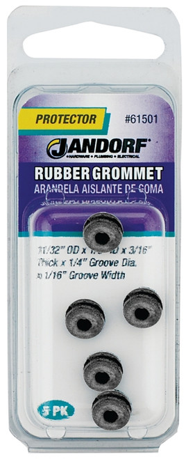 Jandorf 61501 Grommet, Rubber, Black, 3/16 in Thick Panel [SKU: ORG3395589]