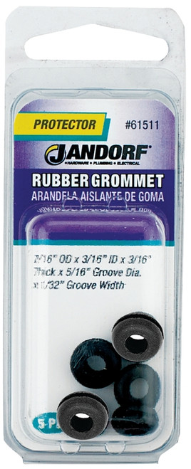 Jandorf 61511 Grommet, Rubber, Black, 3/16 in Thick Panel [SKU: ORG3395688]
