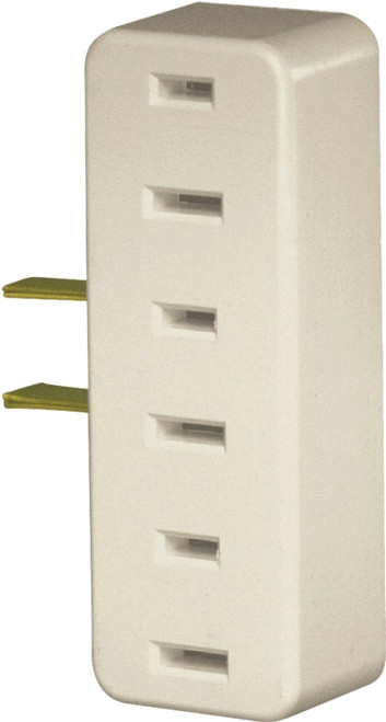 Leviton 001-00065-00I Triple Tap Outlet Adapter, 2 -Pole, 15 A, 125 V, 3 -Outlet, NEMA: NEMA 1-15R, Ivory [SKU: ORG4589321]