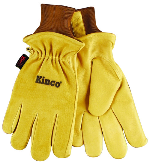 Heatkeep 94HK-M Protective Gloves, Men's, M, 13 in L, Keystone Thumb, Knit Wrist Cuff, Pigskin Leather, Gold [SKU: ORG8634255]