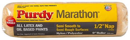 Purdy Marathon 144602093 Paint Roller Cover, 1/2 in Thick Nap, 9 in L, Nylon/Polyester Cover [SKU: ORG7213960]