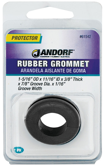 Jandorf 61542 Grommet, Rubber, Black, 3/8 in Thick Panel [SKU: ORG3396041]