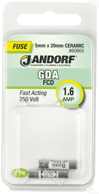 Jandorf 60665 Fast Acting Fuse, 1.6 A, 250 V, 1500 A Interrupt, Ceramic Body [SKU: ORG3398260]