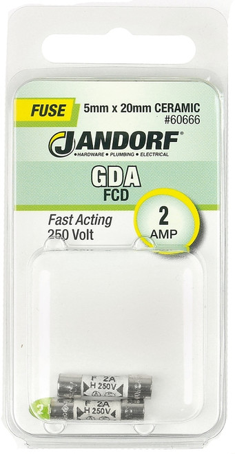 Jandorf 60666 Fast Acting Fuse, 2 A, 250 V, 1500 A Interrupt, Ceramic Body [SKU: ORG3398278]