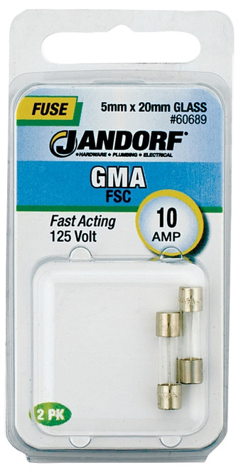 Jandorf 60689 Fast Acting Fuse, 10 A, 125 V, 200 A Interrupt, Glass Body [SKU: ORG3398526]