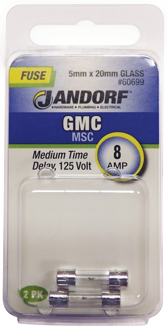 Jandorf 60699 Time Delay Fuse, 8 A, 125 V, 10 kA Interrupt, Glass Body [SKU: ORG3398666]