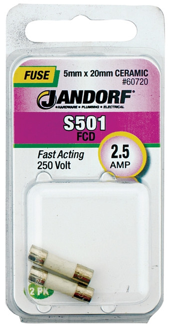Jandorf 60720 Fast Acting Fuse, 2.5 A, 250 V, 1500 A Interrupt, Ceramic Body [SKU: ORG3398955]