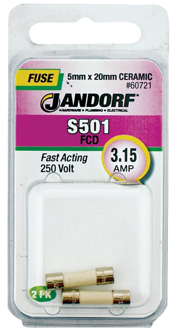 Jandorf 60721 Fast Acting Fuse, 3.15 A, 250 V, 1500 A Interrupt, Ceramic Body [SKU: ORG3398963]