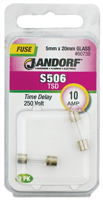 Jandorf 60739 Time Delay Fuse, 10 A, 250 V, 100 A Interrupt, Glass Body [SKU: ORG3399110]