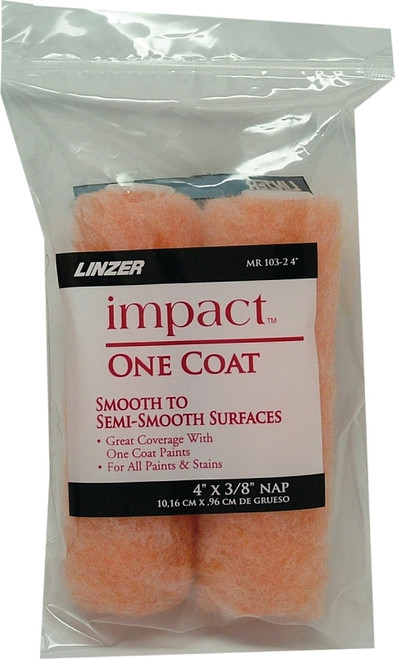 Linzer MR 103-2 4IN Paint Roller Cover, 3/8 in Thick Nap, 4 in L, Fabric Cover [SKU: ORG5886486]