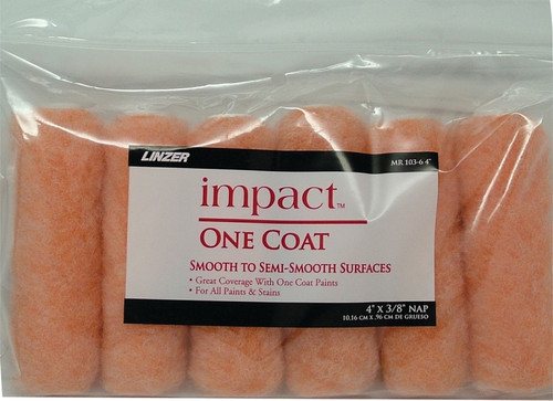 Linzer MR 103-6 4IN Paint Roller Cover, 3/8 in Thick Nap, 4 in L, Knit Fabric Cover [SKU: ORG5886494]