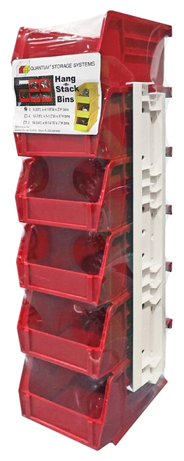 QUANTUM STORAGE SYSTEMS RQUS210RD Stack and Hang Bin, Polypropylene, Red, 5-3/8 in L, 4-3/4 in W, 3 in H [SKU: ORG3352382]