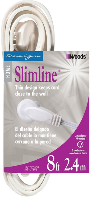 CCI 2241 Extension Cord, 16 AWG Cable, 8 ft L, White [SKU: ORG0371062]