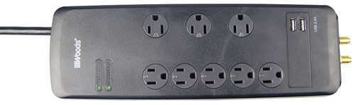 Woods 41629 Surge Protector Strip, 120 V, 15 A, 8 -Outlet, 3540 J Energy [SKU: ORG9810201]