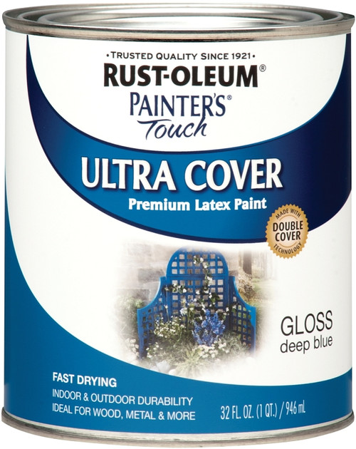 Painter's Touch Ultra Cover 224428T Interior Paint, Gloss, Deep Blue, 1 qt, Can, Resists: Chip, Fade, Water Base [SKU: ORG5899232]
