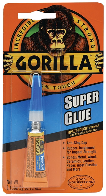 Gorilla 7900102 Super Glue, Liquid, Irritating, Straw/White Water, 3 g Tube [SKU: ORG5121652]