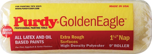 Purdy Golden Eagle 608097 Paint Roller Cover, 1-1/4 in Thick Nap, 9 in L, Polyester Cover [SKU: ORG6114888]
