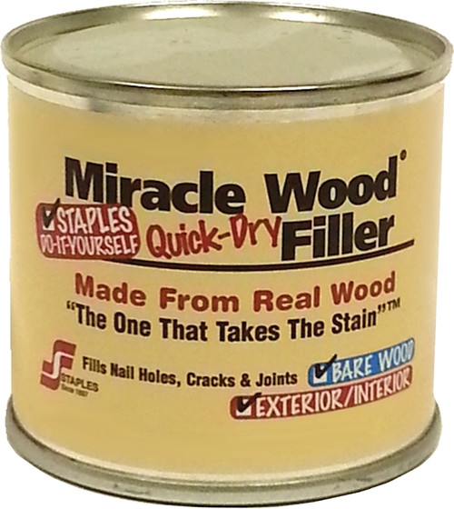 Staples Miracle Wood 901 Wood Filler, Putty, Strong Solvent, Natural, 0.25 lb [SKU: ORG2371326]