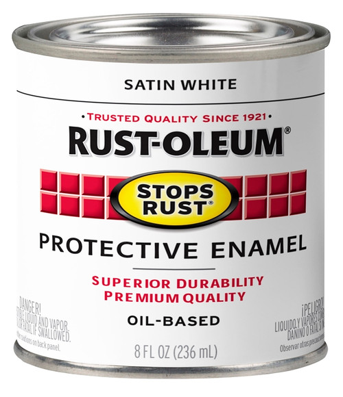 RUST-OLEUM Stops Rust 353492 Protective Enamel Paint, Satin, White, 8 oz [SKU: ORG2430833]