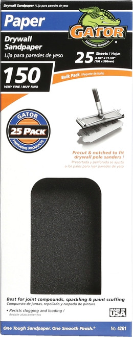 Gator 3312 Sanding Sheet, 11 in L, 4-3/8 in W, 150 Grit, Extra Fine, Silicone Carbide Abrasive [SKU: ORG7449960]