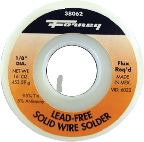 Forney 38062 Solder, 16 oz, Solid, Gray, 464 deg F Melting Point [SKU: ORG8912842]