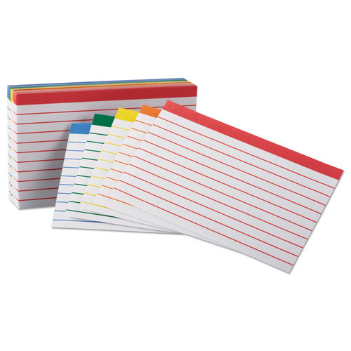 Color Coded Ruled Index Cards, 3 x 5, Assorted Colors, 100/Pack [SKU: OXF04753]
