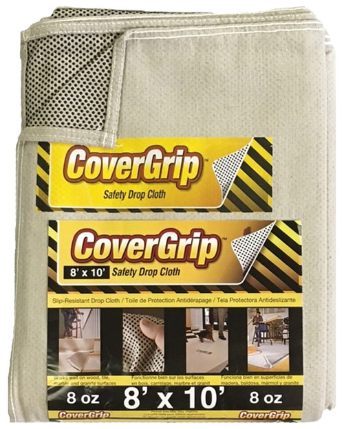CoverGrip 081008 Drop Cloth, 10 ft L, 8 ft W, Rubber [SKU: ORG8395253]