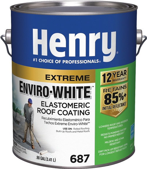 Henry HE687046 Elastomeric Roof Coating, White, 0.9 gal Can, Cream [SKU: ORG7967052]