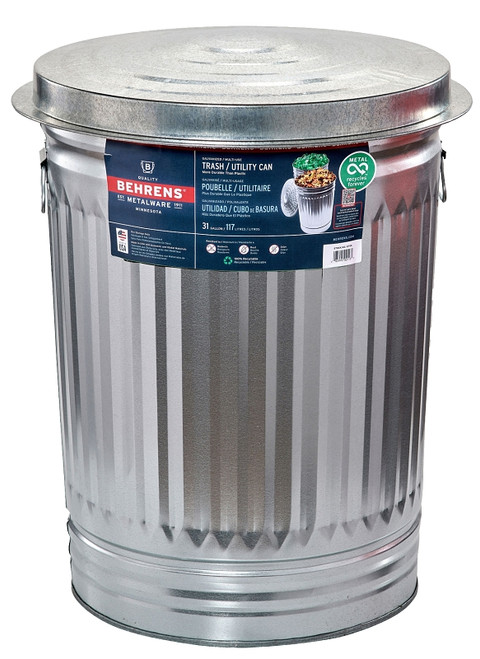 GARBAGE CAN W/LID GALV 31 GAL [SKU: ORG6931190]
