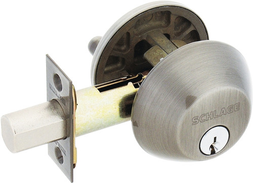 Schlage B60NV620 Deadbolt, Antique Pewter, 2-3/8 x 2-3/4 in Backset, C Keyway [SKU: ORG8791352]