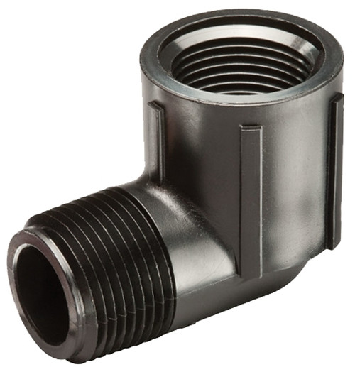 Rain Bird SWGS075S Pipe Elbow, 3/4 in Connection, MNPT x FNPT, Plastic/Polyethylene, Black [SKU: ORG5265111]