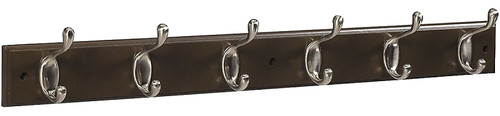 National Hardware DPV8170 S813-006 Hook Rail, 6-Hook, Wood, Satin Nickel [SKU: ORG7188709]