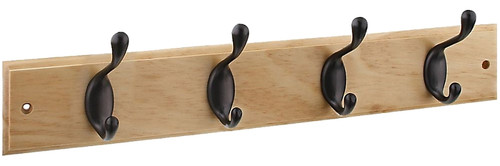 National Hardware DPV8170 S813-022 Hook Rail, 4-Hook, Wood, Oil-Rubbed Bronze [SKU: ORG7188733]