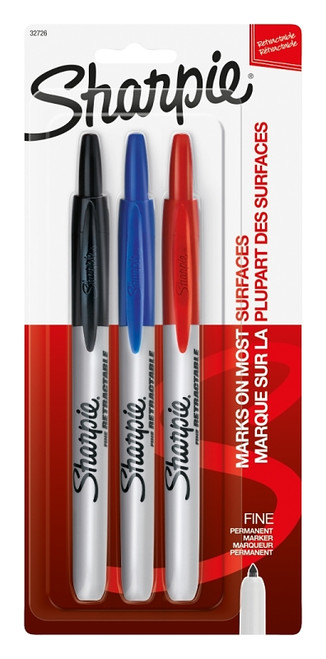 Sharpie 32726 Retractable Permanent Marker, Fine Lead/Tip, Assorted Lead/Tip [SKU: ORG7975550]