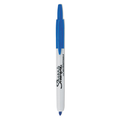 Retractable Permanent Marker, Fine Bullet Tip, Blue [SKU: SAN32703]