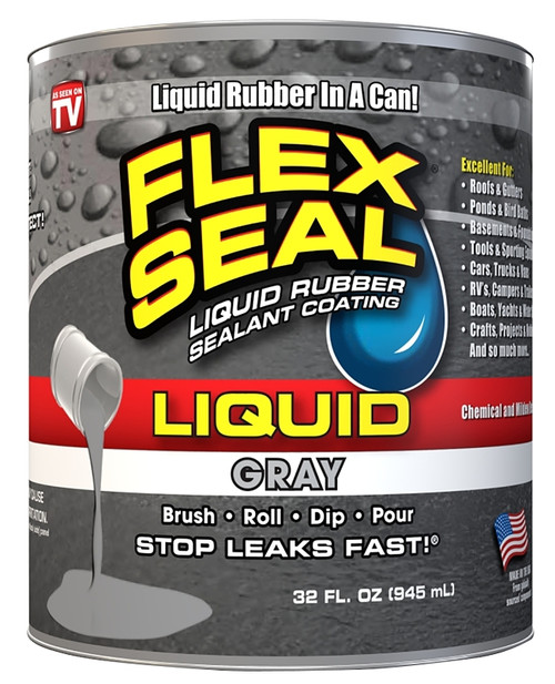 Flex Seal LFSGRYR32 Liquid Rubber Sealant, Gray, 32 oz, Can [SKU: ORG0538637]